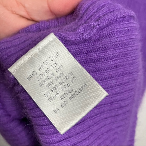 Worthington Sweater Top Small Purple Solid Ribbed Angora Blend Fall Cozy - Picture 5 of 5